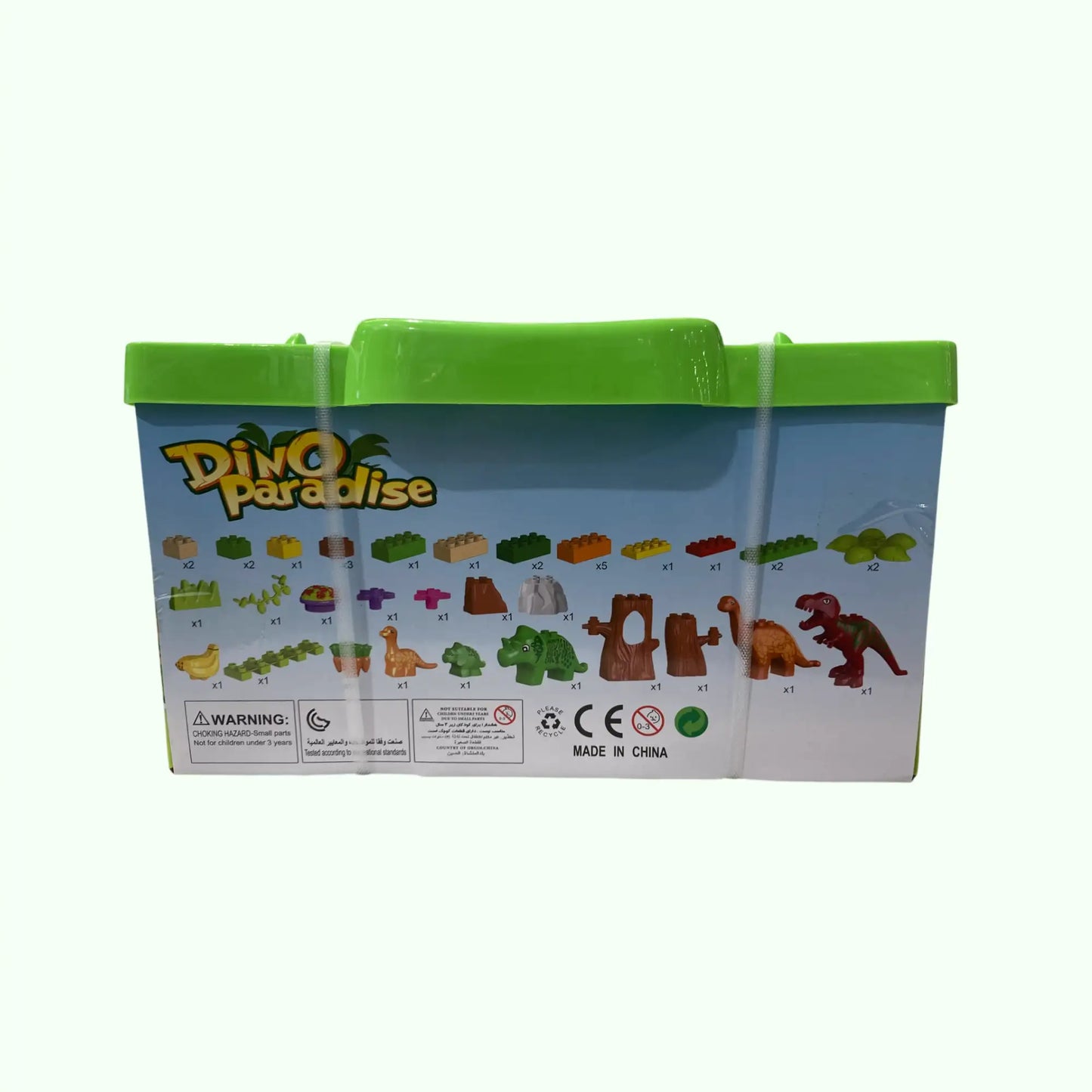 Dino Paradise Bausteine-Set | 40-teiliges Dinosaurier-Spielzeug mit Noppen-Aufbewahrungsbox