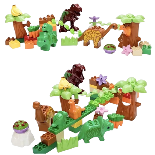 Dino Paradise Bausteine-Set | 40-teiliges Dinosaurier-Spielzeug mit Noppen-Aufbewahrungsbox