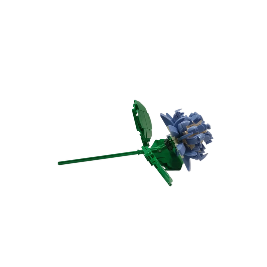 Blaue Kleeblüteblume aus Klemmbausteinen
