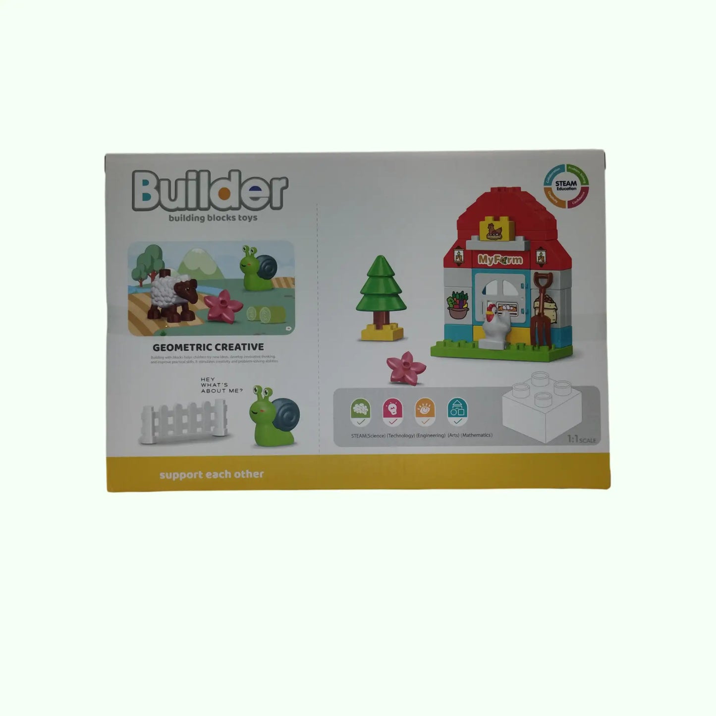 Kleine bunte Farm mit verschiedenen Tieren