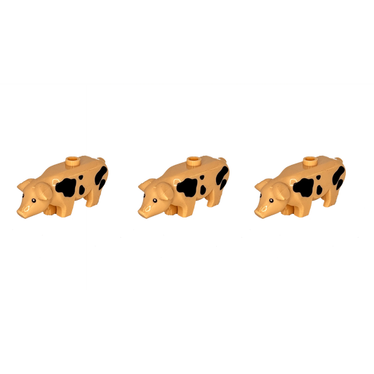 Schwein in Beige/Schwarz in Miniaturform