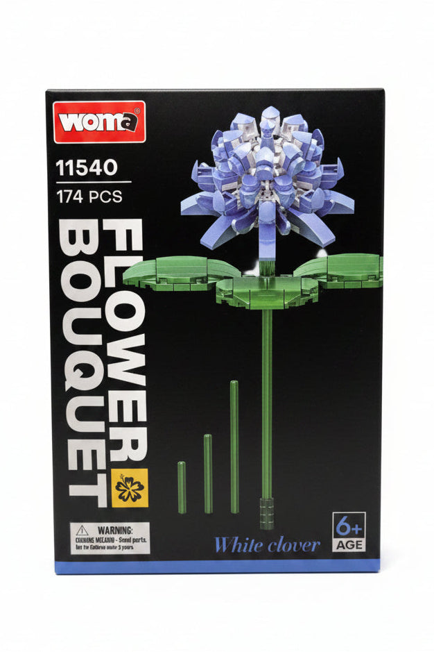 Blaue Kleeblüteblume aus Klemmbausteinen