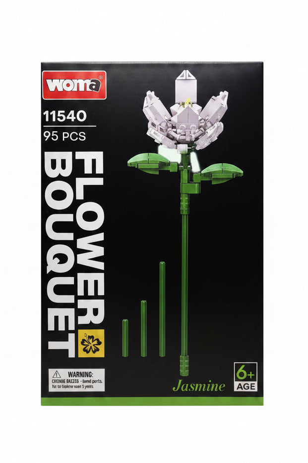WOMA Blumen Bouquet Jasmin Klemmbausteinblume Set mit 95 Teilen für kreative Deko und Spaß.