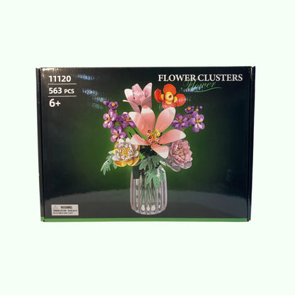 Florales Baustein Set 11120 mit buntem Blumenstrauß aus 563 Teilen für kreative Bauprojekte.