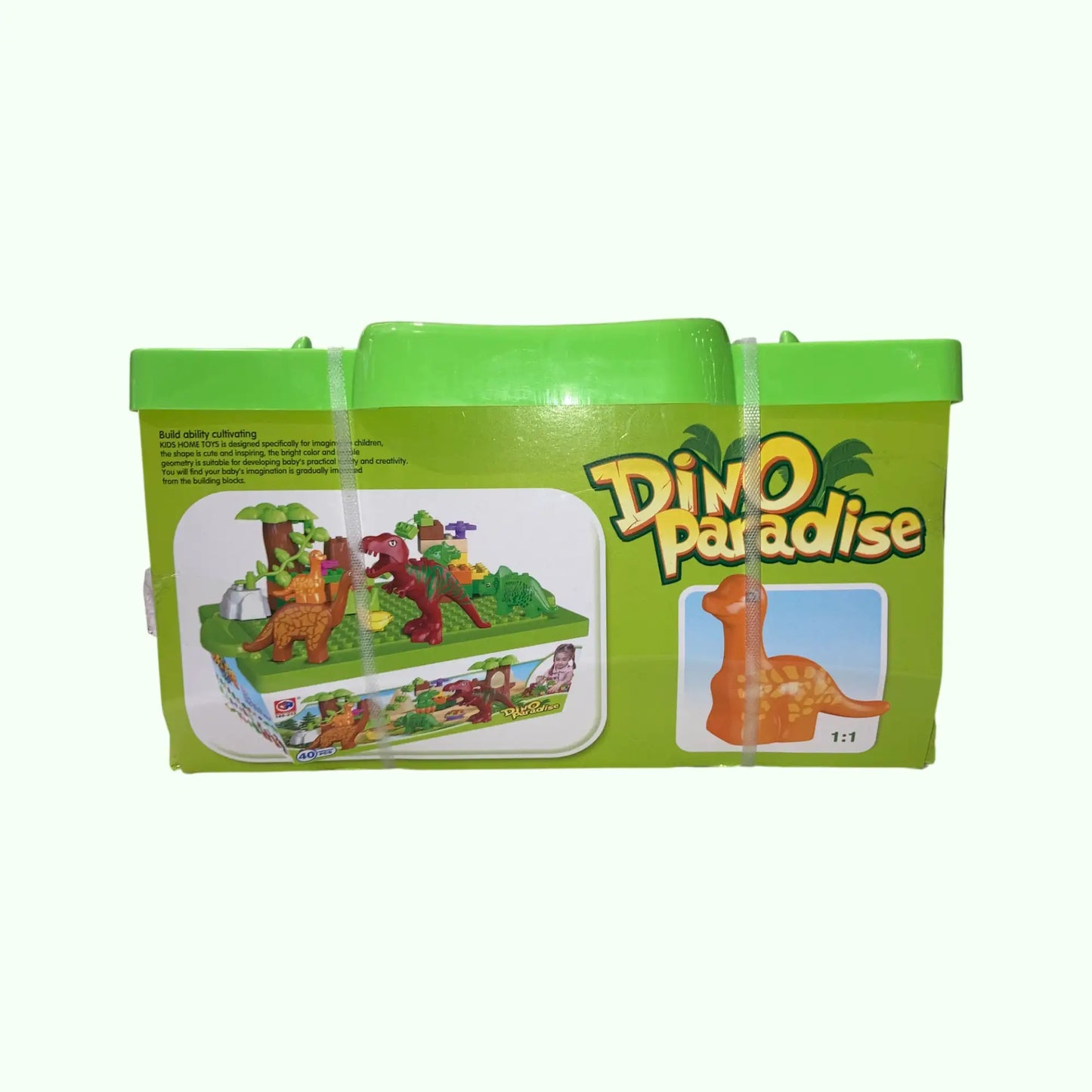 Dino Paradise Bausteine-Set | 40-teiliges Dinosaurier-Spielzeug mit Noppen-Aufbewahrungsbox