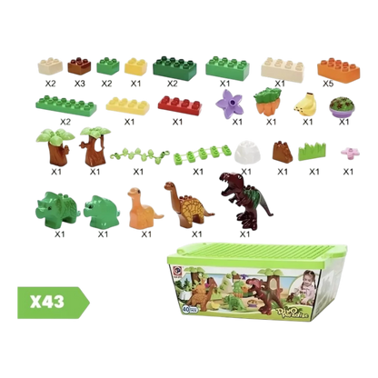 Dino Paradise Bausteine-Set | 40-teiliges Dinosaurier-Spielzeug mit Noppen-Aufbewahrungsbox