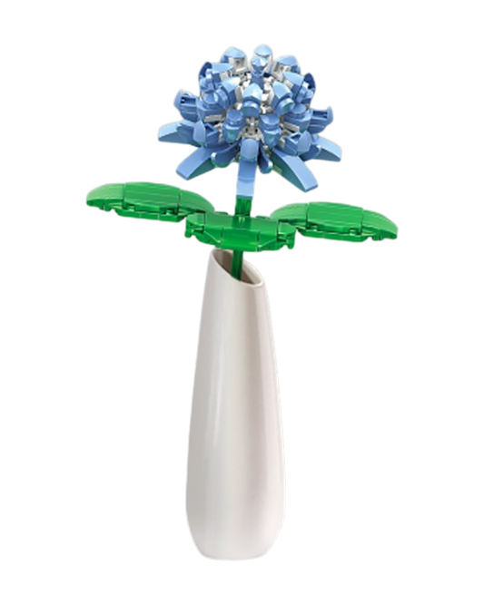 Blaue Kleeblüteblume aus Klemmbausteinen