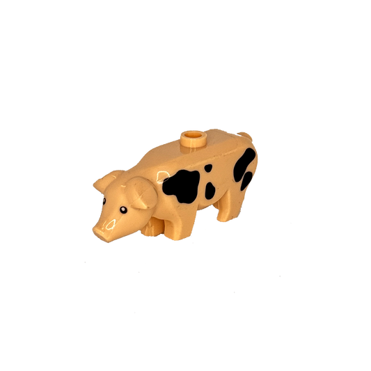 Schwein in Beige/Schwarz in Miniaturform