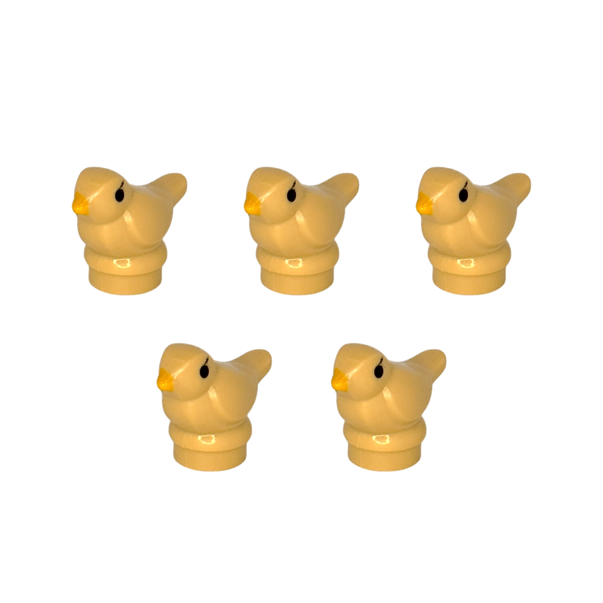 Fünf kleine Vögel in der Farbe beige