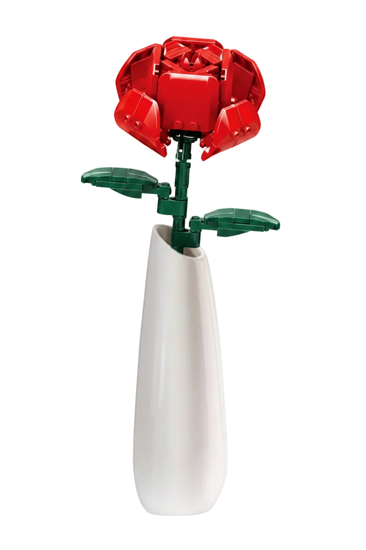 Rote Rose aus Klemmbausteinen